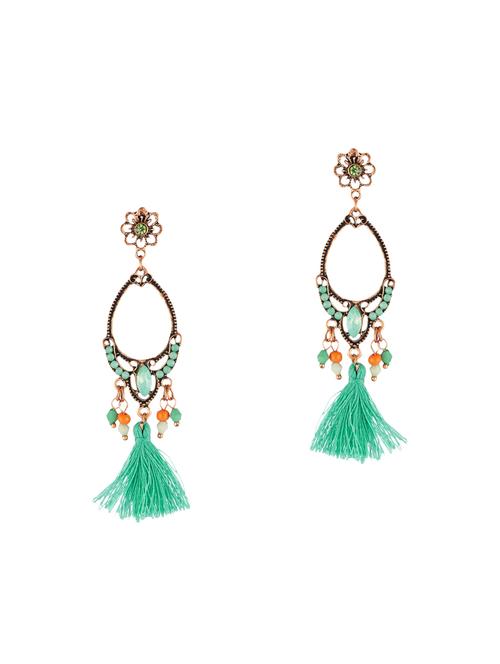 green nylon tassel earrings - 13983724 - Very Small Image - 1