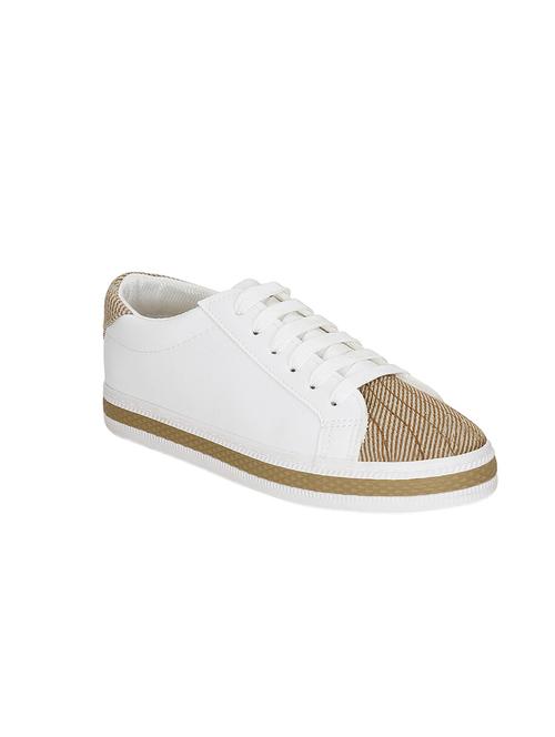white faux leather laceup sneakers - 13987967 - Very Small Image - 1
