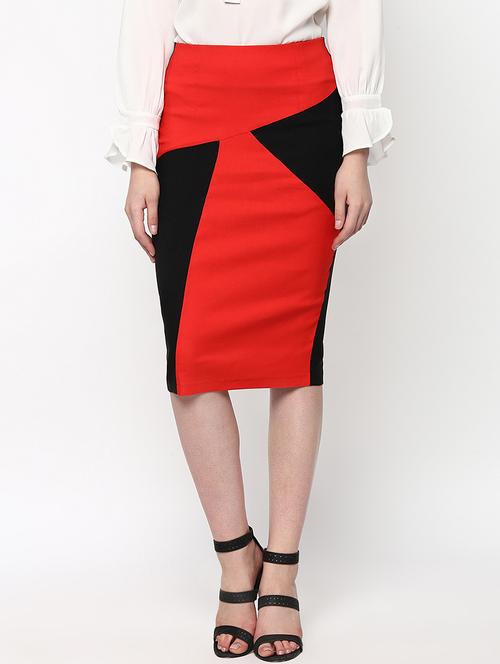 black and red poly spandex pencil skirt - 13993819 - Very Small Image - 1