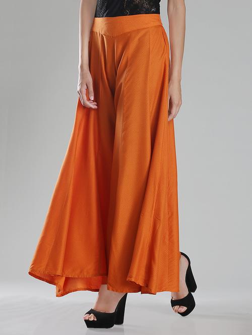 orange viscose flared palazzo - 14046791 - Very Small Image - 1