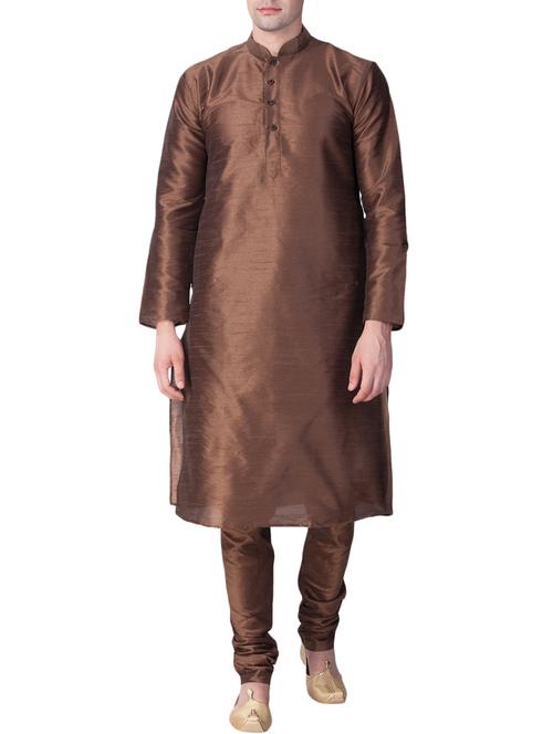 brown dupion ethnic wear set - 14064825 - Very Small Image - 1