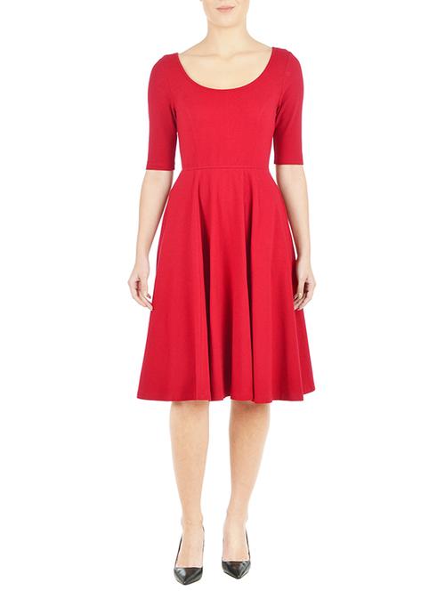 i wear my style red poly cotton fit & flare dress - 14069754 - Very Small Image - 1