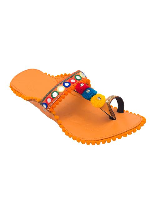orange fabric ethnic kolhapuris - 14077256 - Very Small Image - 1