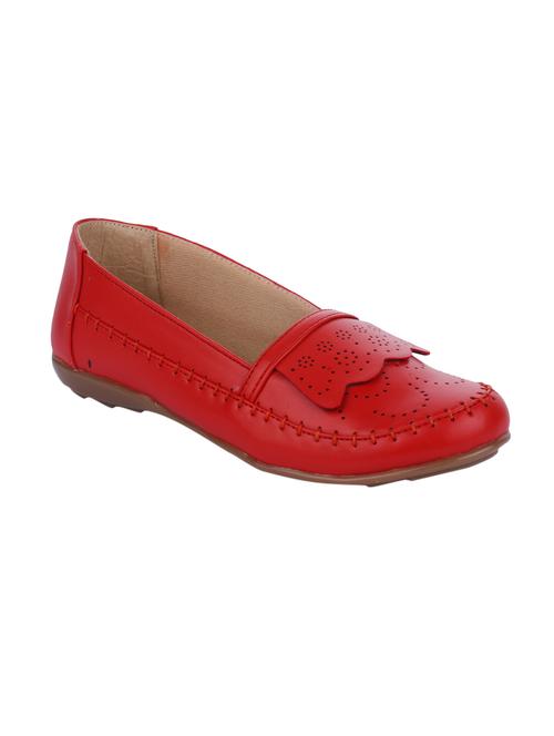 red faux leather slip on loafers - 14078825 - Very Small Image - 1