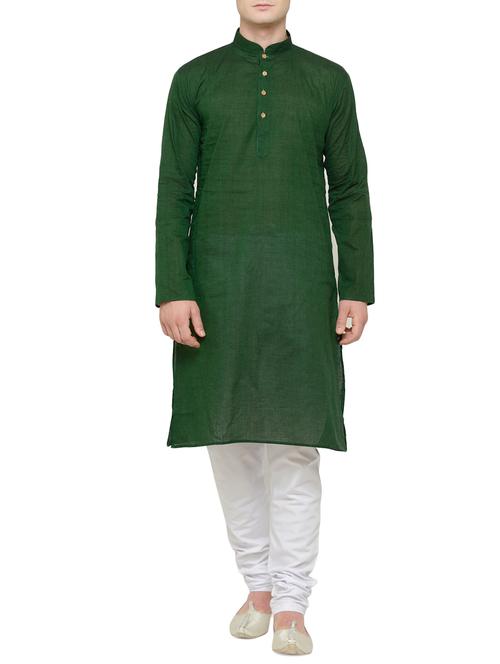 green cotton ethnic wear set - 14081111 - Very Small Image - 1