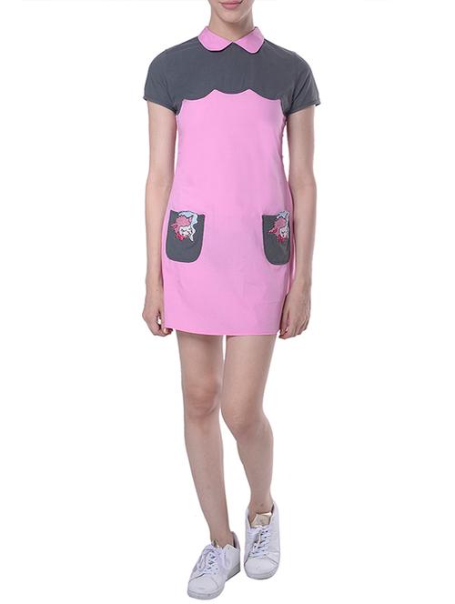 pink cotton blend sheath dress - 14087419 - Very Small Image - 1