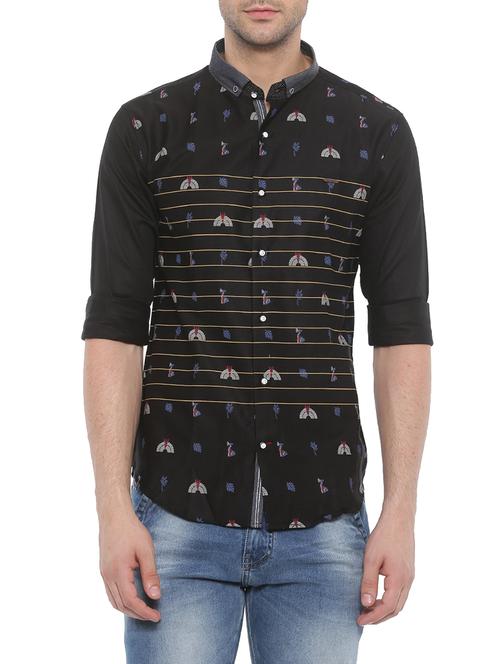 black cotton casual shirt - 14094143 - Very Small Image - 1