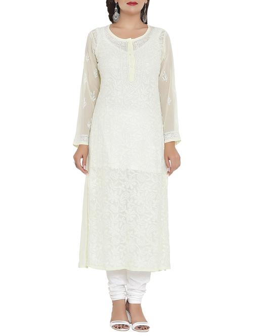 ada georgette straight chikankari kurta - 14099097 - Very Small Image - 1