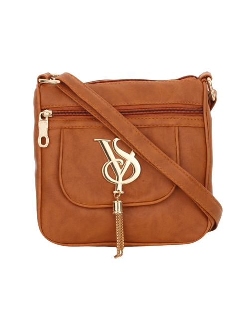 tan leatherette regular sling bag - 14105042 - Very Small Image - 1