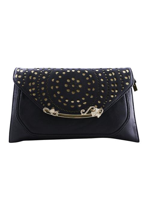 black leatherette envelope clutch - 14107495 - Very Small Image - 1