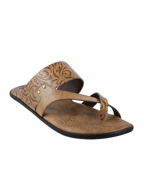 tan leatherette slip on slipper - 14117247 - Very Small Image - 1