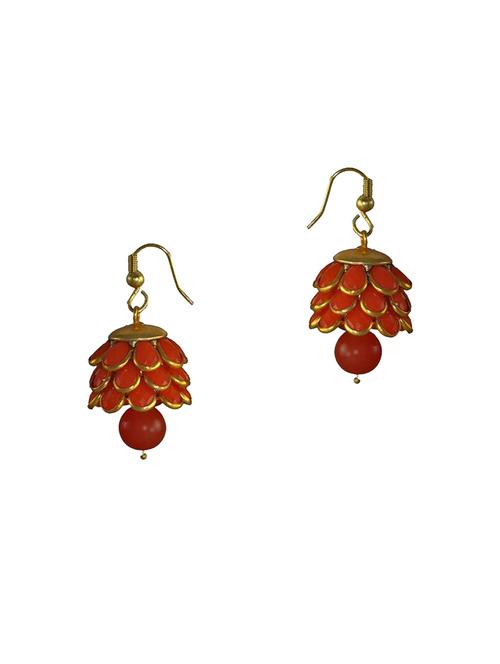 orange metal drop earrings - 14117399 - Very Small Image - 1