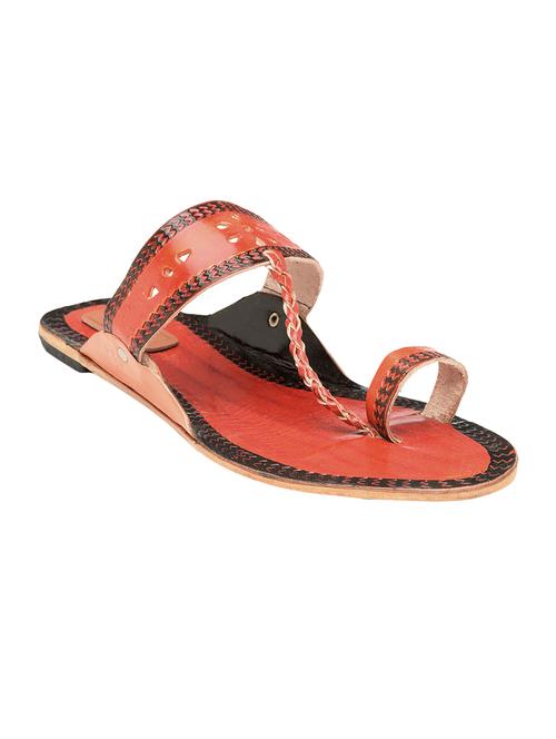 orange one toe kolhapuri - 14124306 - Very Small Image - 1
