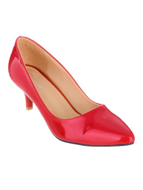 red faux leather slip on pumps - 14125514 - Very Small Image - 1