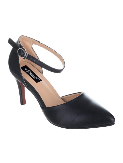 black faux leather ankle strap sandals - 14126726 - Very Small Image - 1