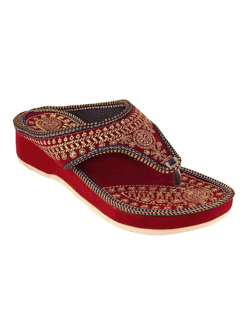 red fabric ethnic sandals - 14127603 - Very Small Image - 1
