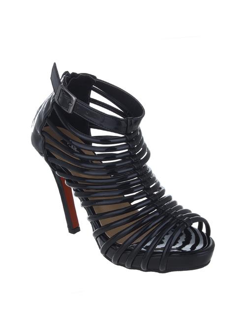 black faux leather gladiators sandals - 14128926 - Very Small Image - 1
