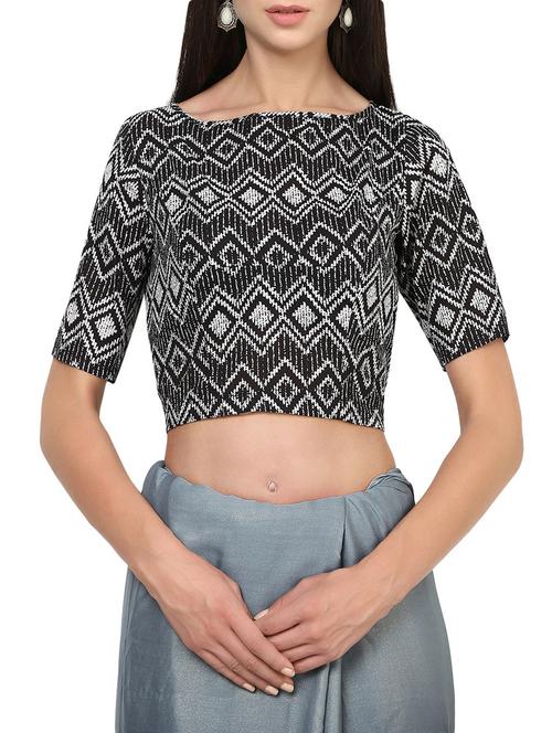 black cotton printed blouse - 14134763 - Very Small Image - 1