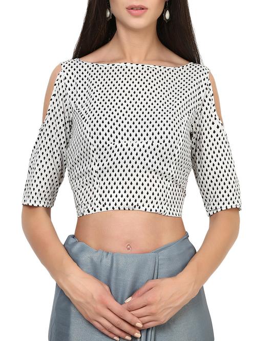 white cotton printed blouse - 14134765 - Very Small Image - 1