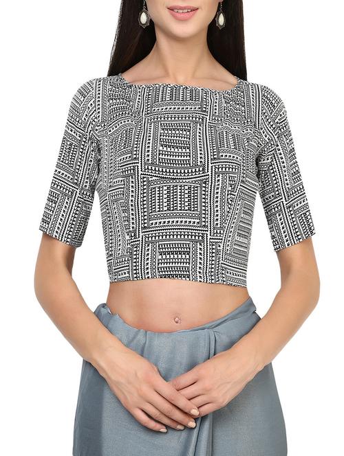 black printed stitched blouse - 14134769 - Very Small Image - 1