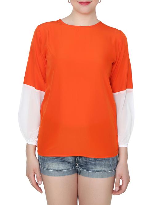 orange crepe regular top - 14137090 - Very Small Image - 1