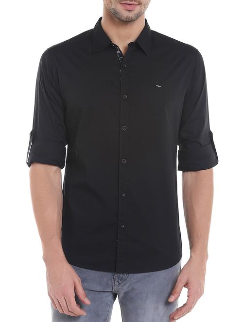 black cotton casual shirt - 14153815 - Very Small Image - 1