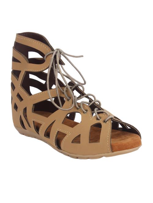 beige faux leather gladiators sandals - 14153988 - Very Small Image - 1