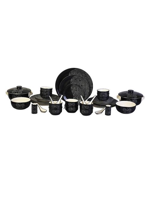 dinner set ceramic/stoneware in black doodle (37 pc) handmade by caffeine - 14160342 - Very Small Image - 1