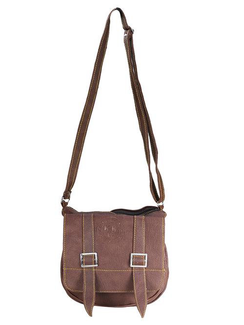 brown leatherette regular sling bag - 14161728 - Very Small Image - 1