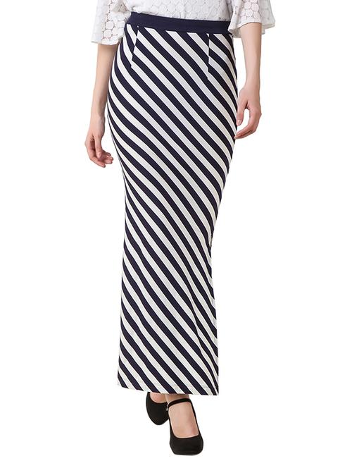 navy blue side slit skirt - 14171916 - Very Small Image - 1