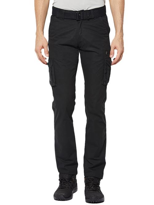 black cotton cargos casual trousers - 14183865 - Very Small Image - 1