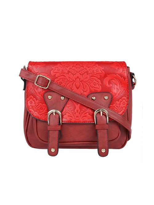 maroon leatherette regular sling bag - 14184039 - Very Small Image - 1
