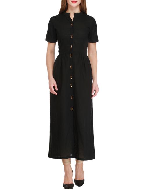 black rayon a-line kurta - 14193016 - Very Small Image - 1