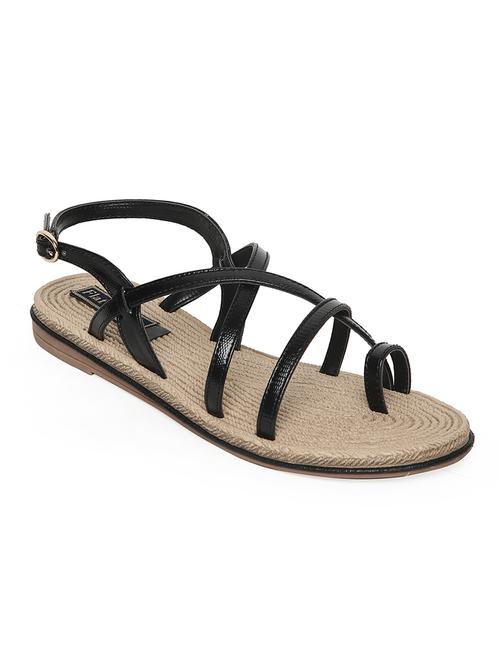 black faux leather one toe sandals - 14195649 - Very Small Image - 1