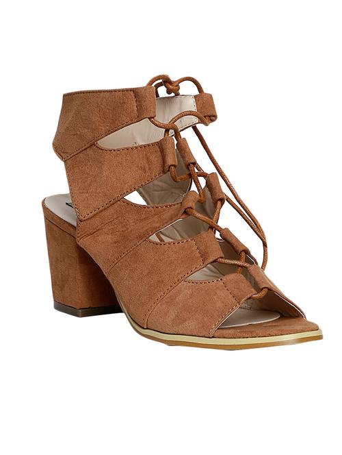 tan suede laceup sandals - 14195919 - Very Small Image - 1