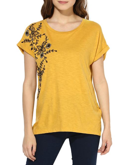 yellow cotton casual tee - 14196937 - Very Small Image - 1
