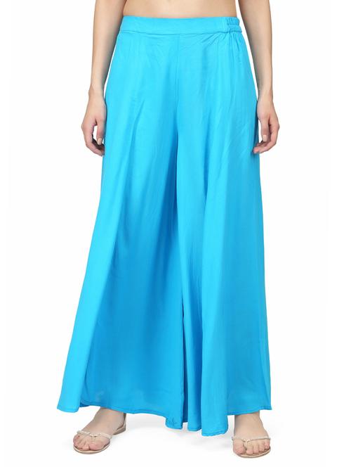 blue viscose palazzos - 14205809 - Very Small Image - 1