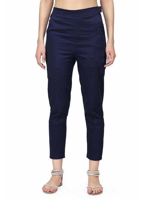 navy blue satin trouser - 14205814 - Very Small Image - 1