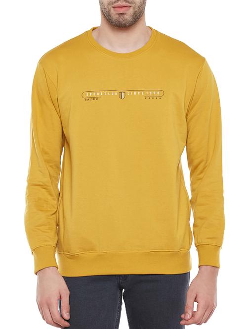mustard polyester chest print sweatshirt - 14215437 - Very Small Image - 1