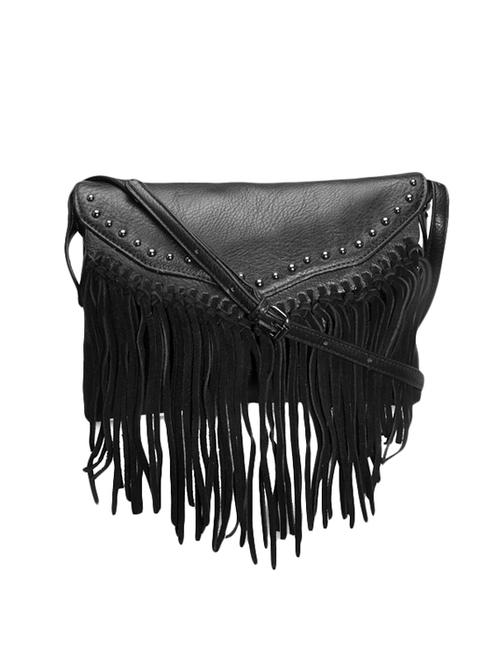 black leatherette quirky sling bag - 14219139 - Very Small Image - 1