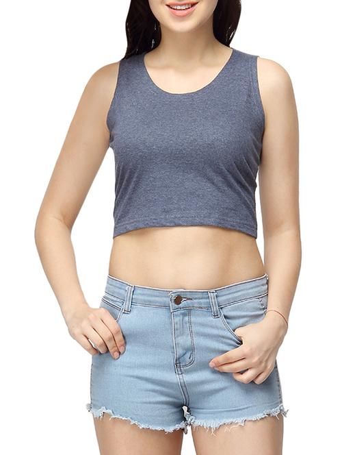 round neck solid crop tee - 14225592 - Very Small Image - 1