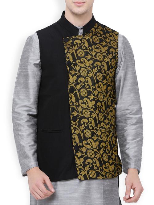 black rayon nehru jacket - 14227633 - Very Small Image - 1