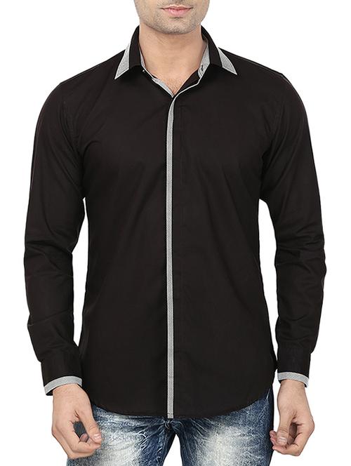 black cotton casual shirt - 14229056 - Very Small Image - 1