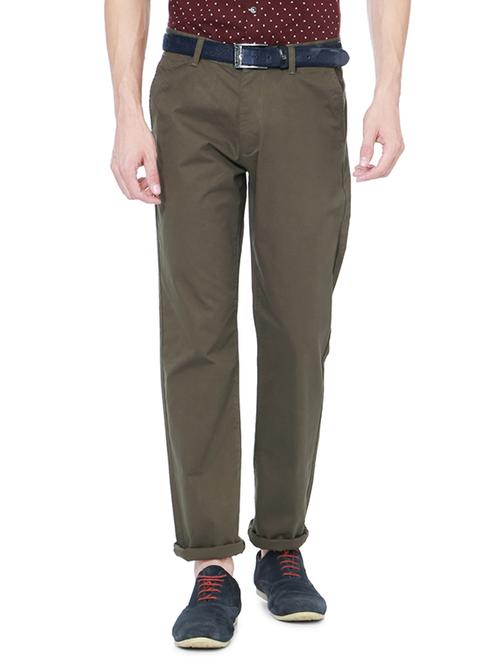 brown cotton chinos casual trousers - 14237974 - Very Small Image - 1