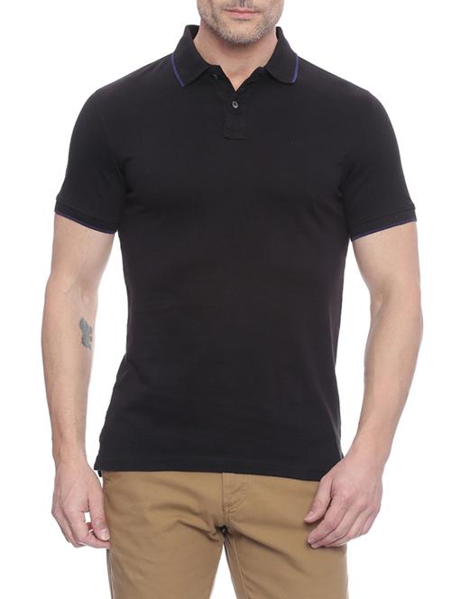 black solid polo t-shirt - 14238923 - Very Small Image - 1