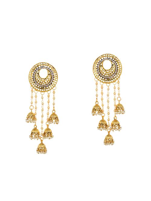 gold brass jhumka earring - 14259473 - Very Small Image - 1