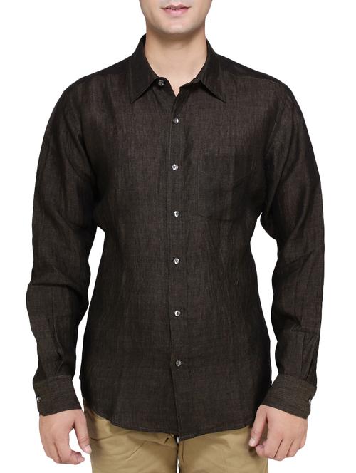 black linen casual shirt - 14262579 - Very Small Image - 1
