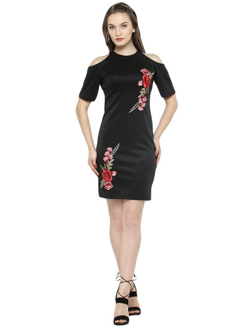 cold shoulder embroidered bodycon dress - 14319352 - Very Small Image - 1