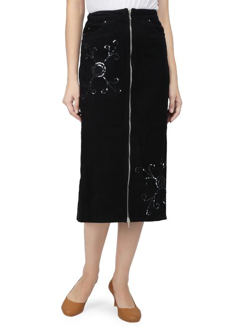 black corduroy straight skirt - 14329651 - Very Small Image - 1