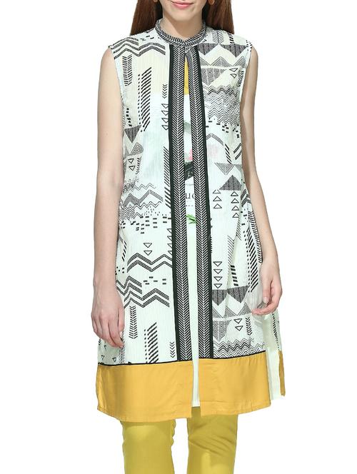 white viscose straight kurta - 14341035 - Very Small Image - 1
